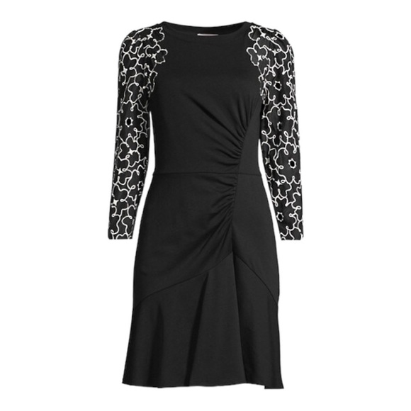 Rebecca Taylor Embroidered Tai Floral‎ 10 Black Mini Silk Cotton Dress - Picture 3 of 14